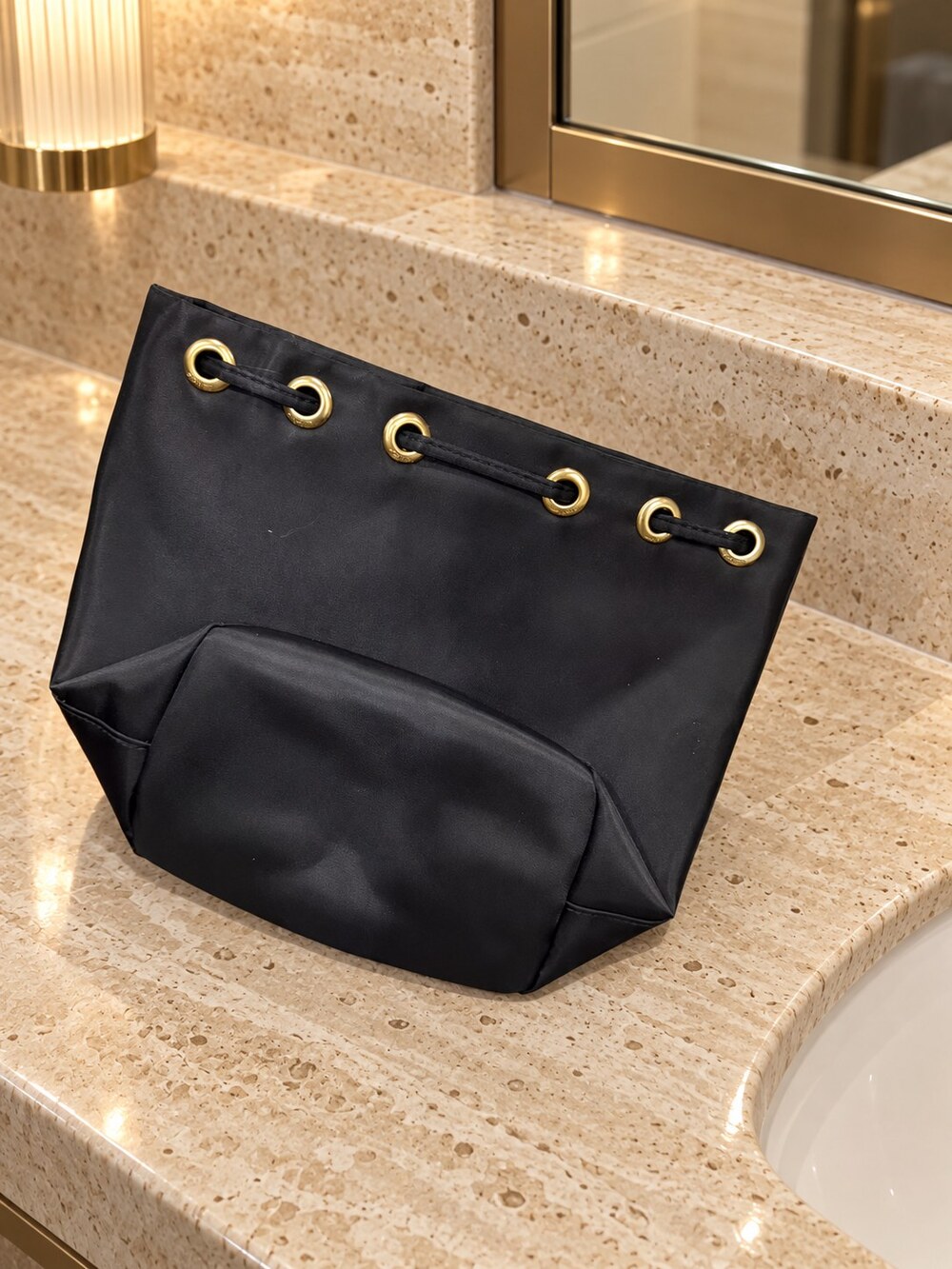 Prada Black Drawstring Makeup Bag | Vanity Organizer - Picture 3 of 6